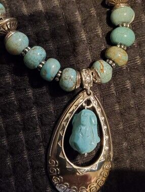 AUTENTIC BRIGHTON Silver& Genuine Turquoise Statement Necklace
